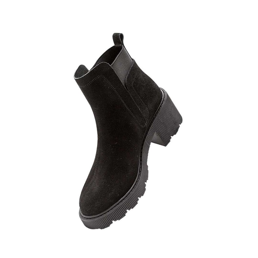 Zapatos Bon-Bonite | Botines Chelsea Track En Cuero Color Negro Onix