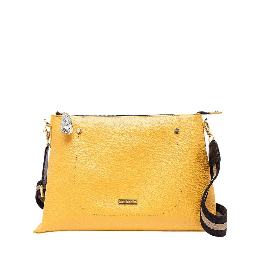 Bolsos Bon-Bonite | Manos Libres En Cuero Color Amarillo Imperial