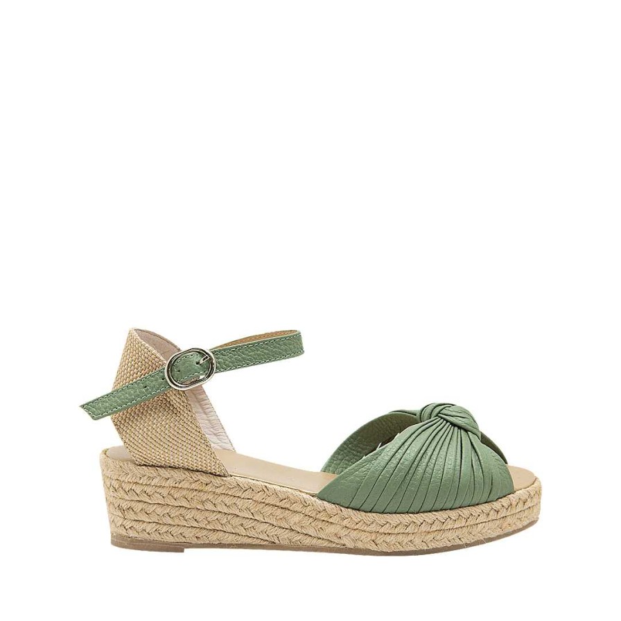 Zapatos Bon-Bonite | Espadrila En Cuero Color Verde Sabila