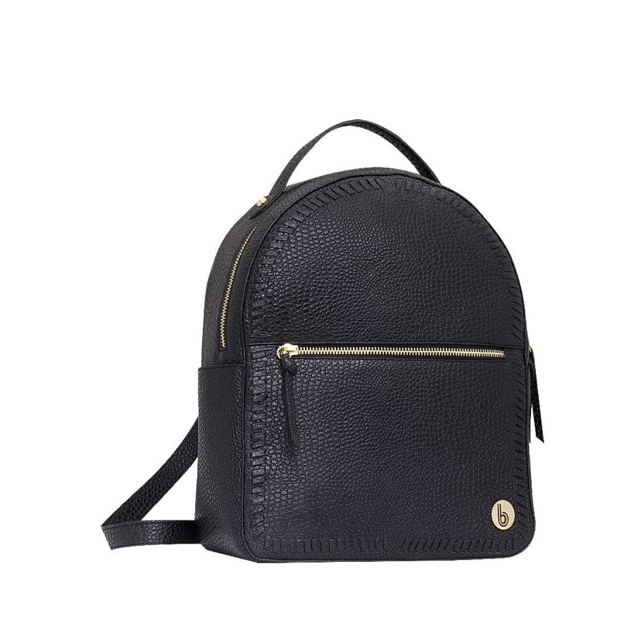 Bolsos Bon-Bonite | Morral Color Negro Onix En Cuero Grabado