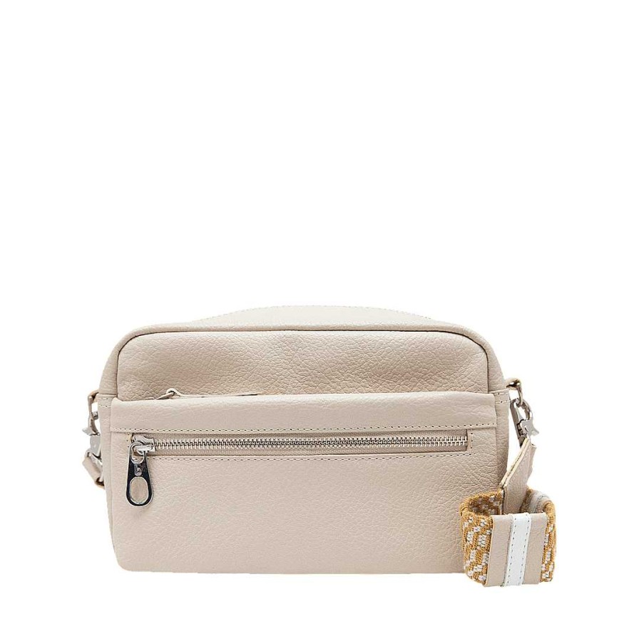 Bolsos Bon-Bonite | Manos Libres En Cuero Color Blanco Arena