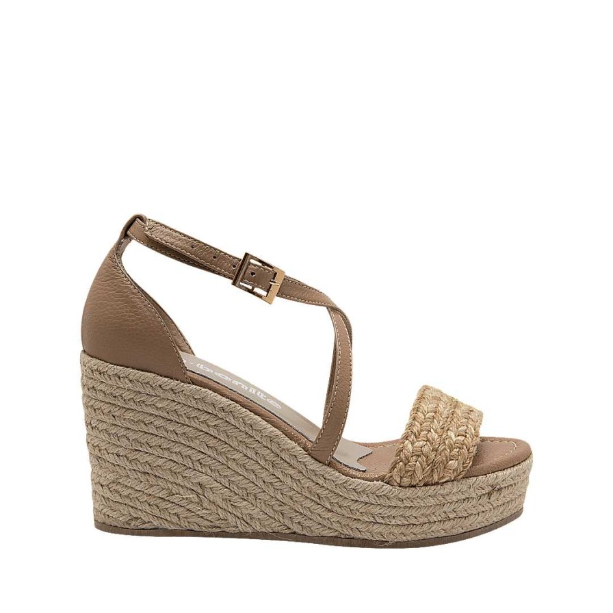 Zapatos Bon-Bonite | Espadrila En Cuero Color Capuccino