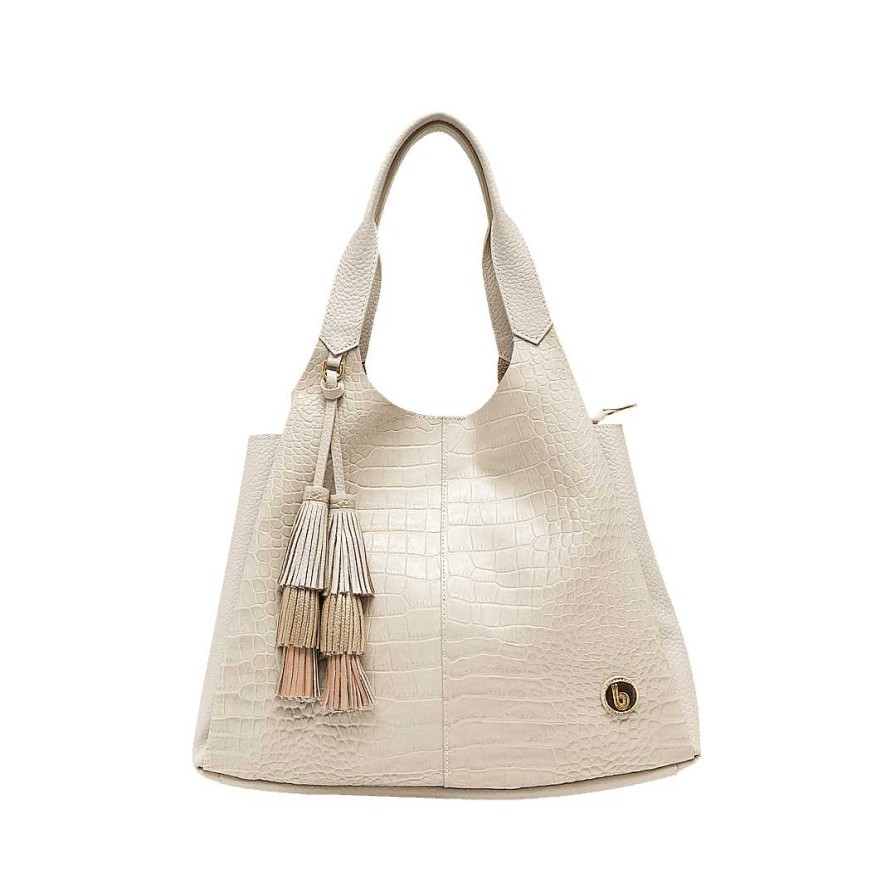 Bolsos Bon-Bonite | Cartera En Cuero Color Blanco Arena