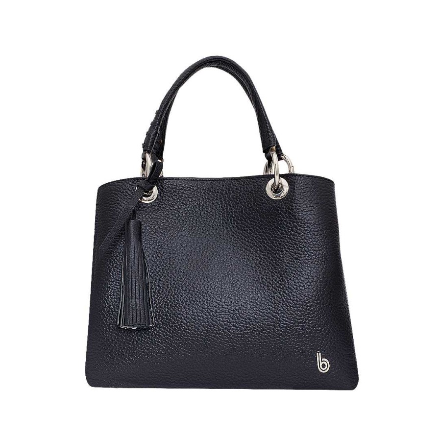 Bolsos Bon-Bonite | Bolso Color Negro Onix En Cuero Grabado