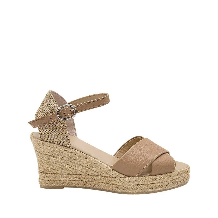 Zapatos Bon-Bonite | Espadrila En Cuero Color Capuccino