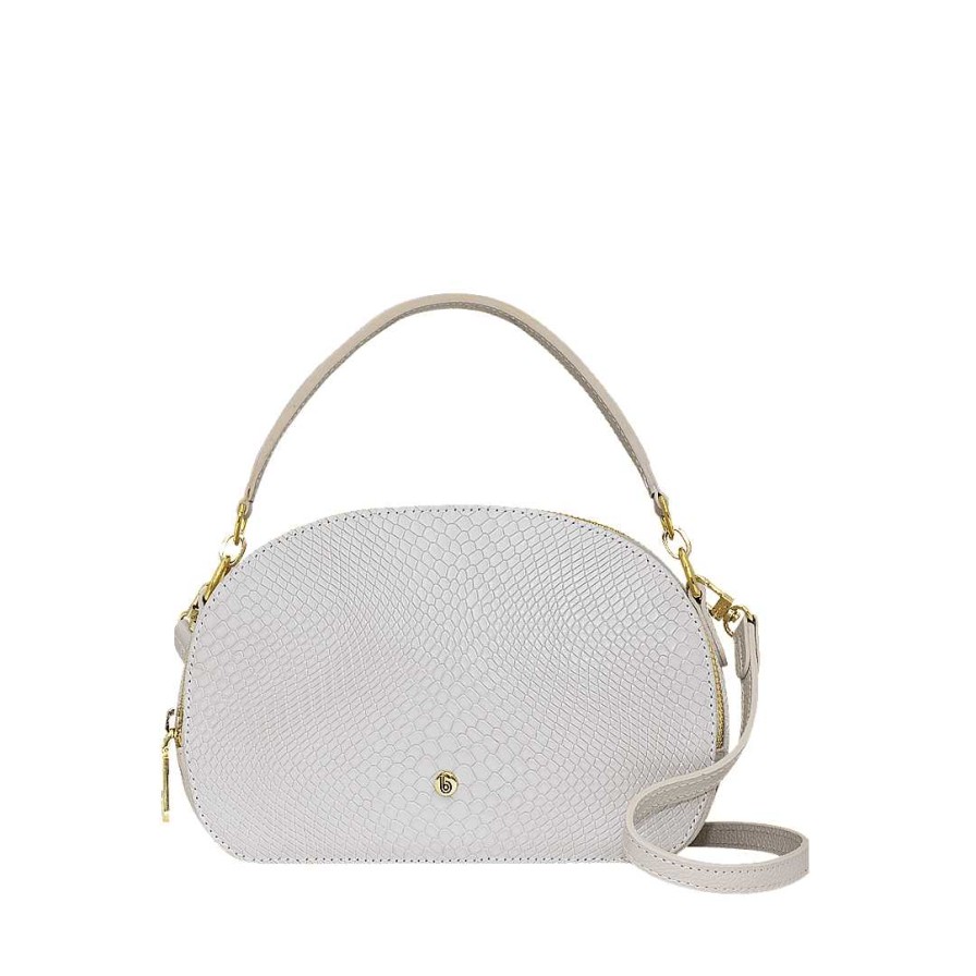 Bolsos Bon-Bonite | Cartera Color Blanco Arena En Cuero Grabado