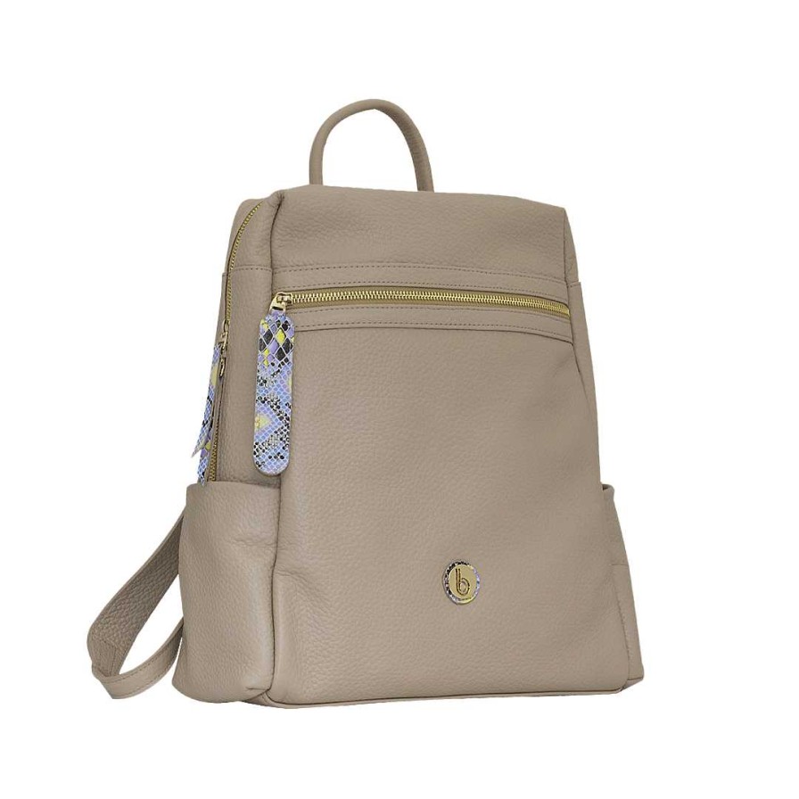 Bolsos Bon-Bonite | Morral Color Late En Cuero Granito