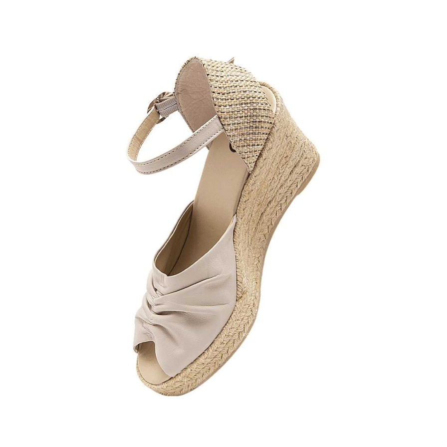 Zapatos Bon-Bonite | Espadrila En Cuero Color Blanco Arena