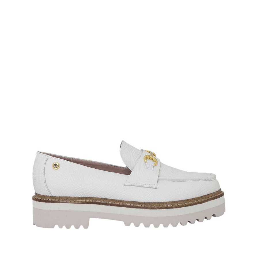 Zapatos Bon-Bonite | Mocasines Color Blanco Crema En Cuero