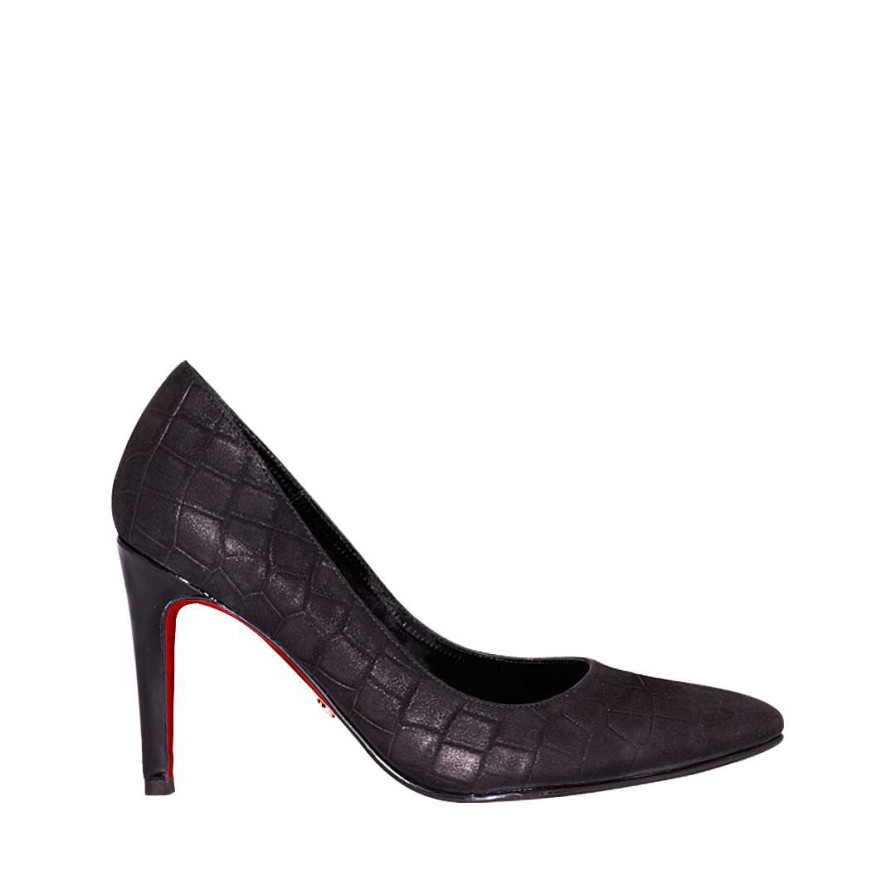 Zapatos Bon-Bonite | Stilettos Color Negro Onix En Cuero