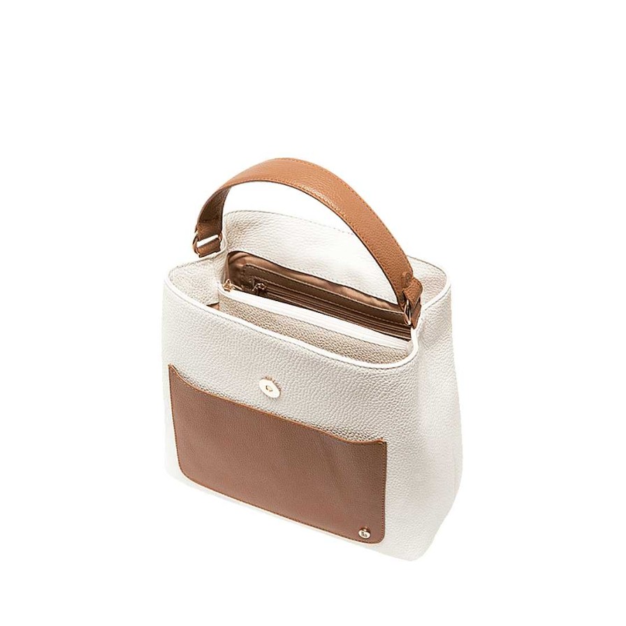 Bolsos Bon-Bonite | Cartera En Cuero Color Blanco Crema Por Miel