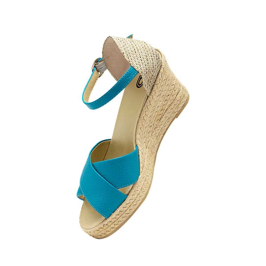 Zapatos Bon-Bonite | Espadrila En Cuero Color Turquesa