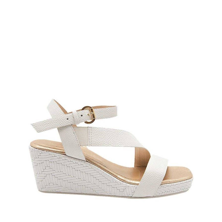 Zapatos Bon-Bonite | Sandalia De Plataforma En Cuero Color Blanco Puro