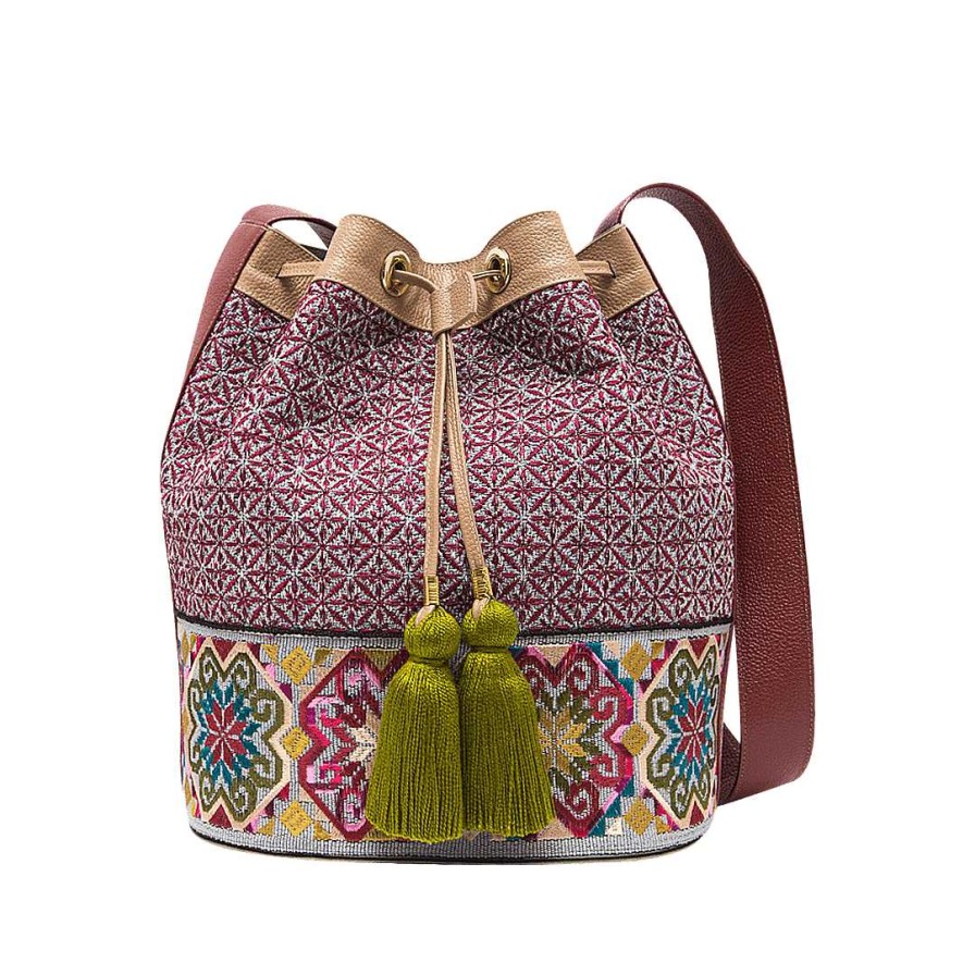 Bolsos Bon-Bonite | Bombonera En Cuero Y Textil Color Caramelo Por Merlot