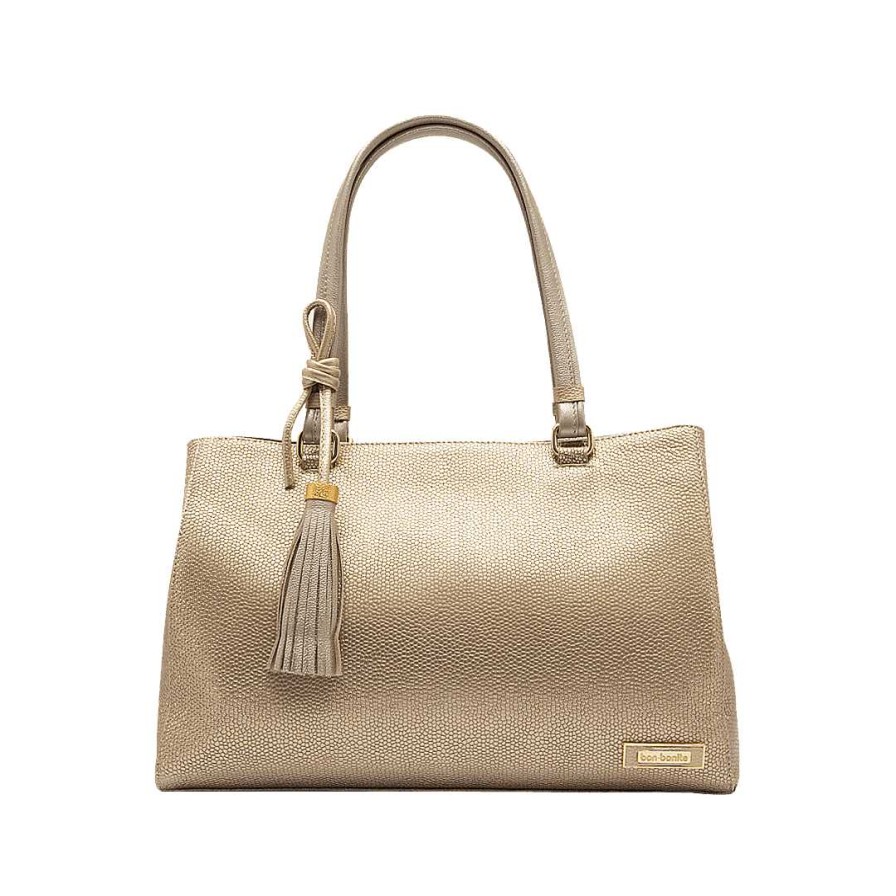 Bolsos Bon-Bonite | Cartera En Cuero Color Metal Arena