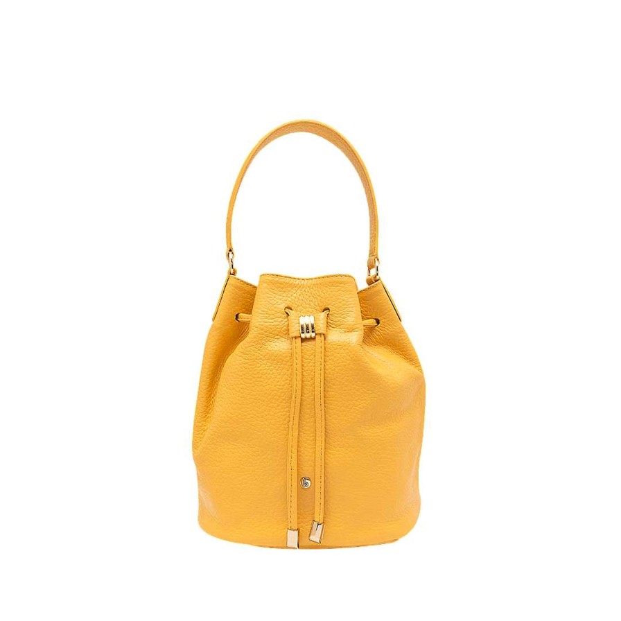 Bolsos Bon-Bonite | Bombonera En Cuero Color Amarillo Imperial