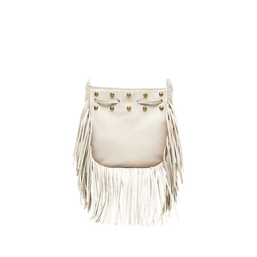 Bolsos Bon-Bonite | Manos Libres En Cuero Color Blanco Arena