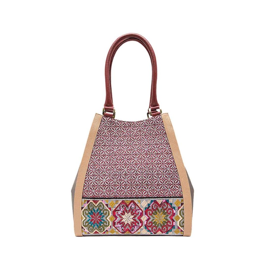 Bolsos Bon-Bonite | Cartera En Cuero Y Textil Color Caramelo Por Merlot