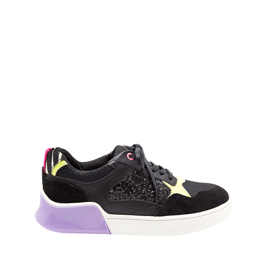 Zapatos Bon-Bonite | Tenis En Cuero Y Textil Color Negro Onix