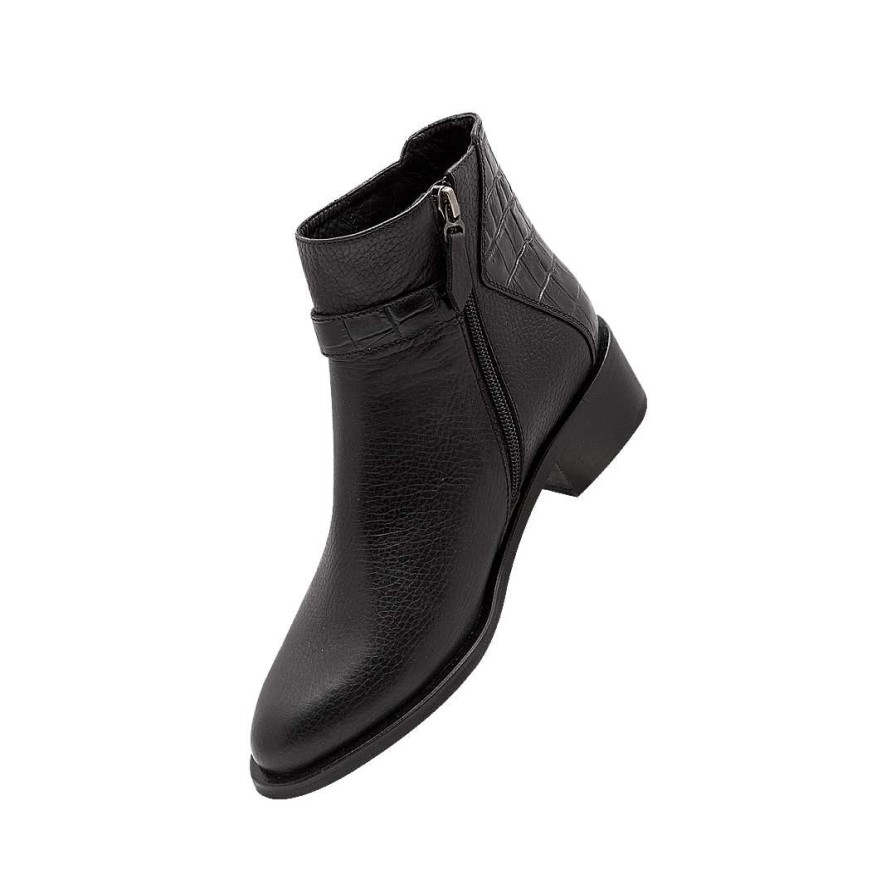 Zapatos Bon-Bonite | Botin En Cuero Color Negro Onix