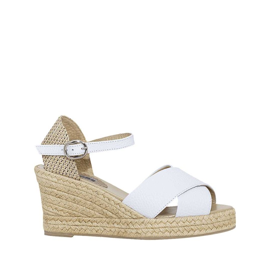 Zapatos Bon-Bonite | Espadrilas En Cuero Color Blanco Puro