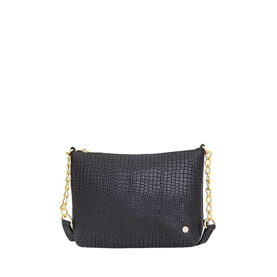 Bolsos Bon-Bonite | Manos Libres Color Negro Onix En Mezcla De Cuero