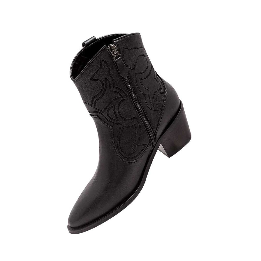 Zapatos Bon-Bonite | Botin En Cuero Color Negro Onix