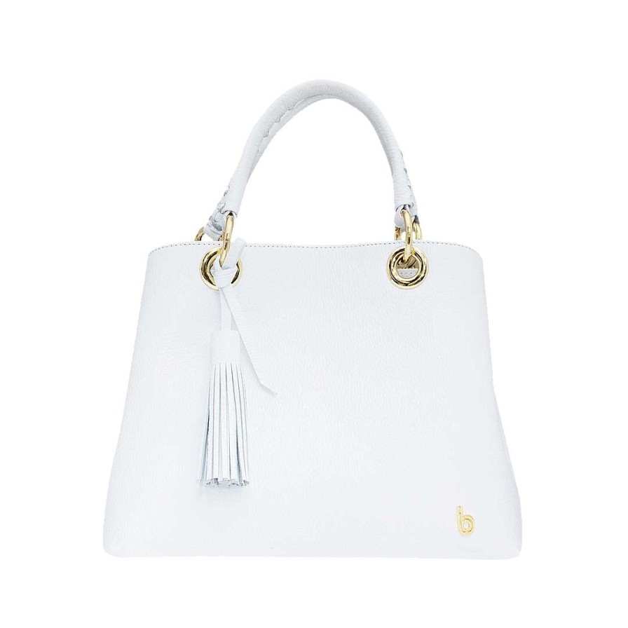 Bolsos Bon-Bonite | Bolso Color Blanco Ostra En Cuero Grabado