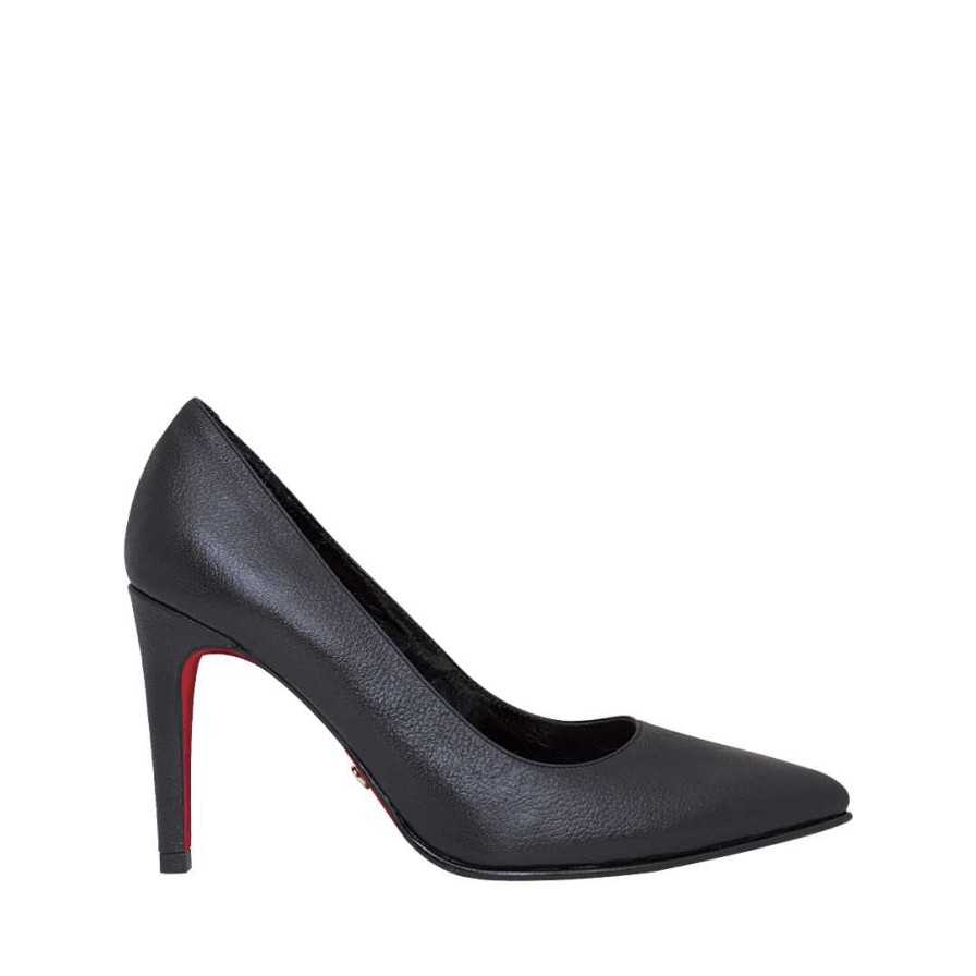 Zapatos Bon-Bonite | Stilettos Color Negro Onix En Cuero