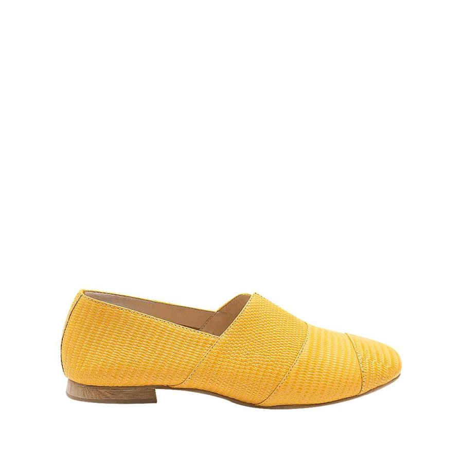 Zapatos Bon-Bonite | Mocasin En Cuero Color Amarillo Imperial