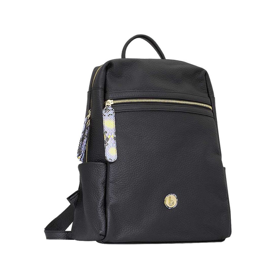 Bolsos Bon-Bonite | Morral Color Negro Onix En Cuero Granito