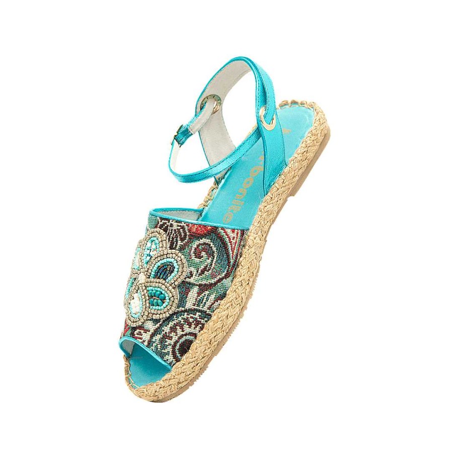 Zapatos Bon-Bonite | Espadrila En Cuero Color Azul Turquesa