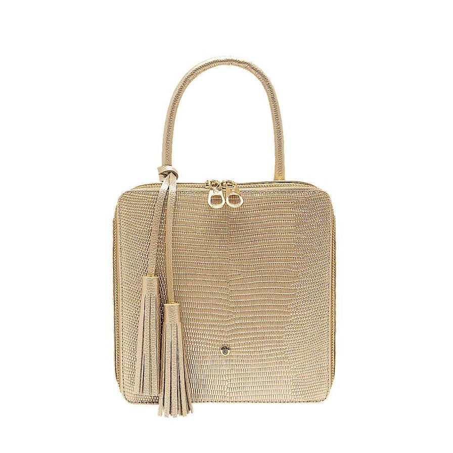 Bolsos Bon-Bonite | Cartera En Cuero Color Oro Nuevo