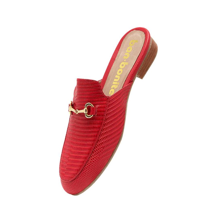 Zapatos Bon-Bonite | Zueco En Cuero Color Rojo Achiote