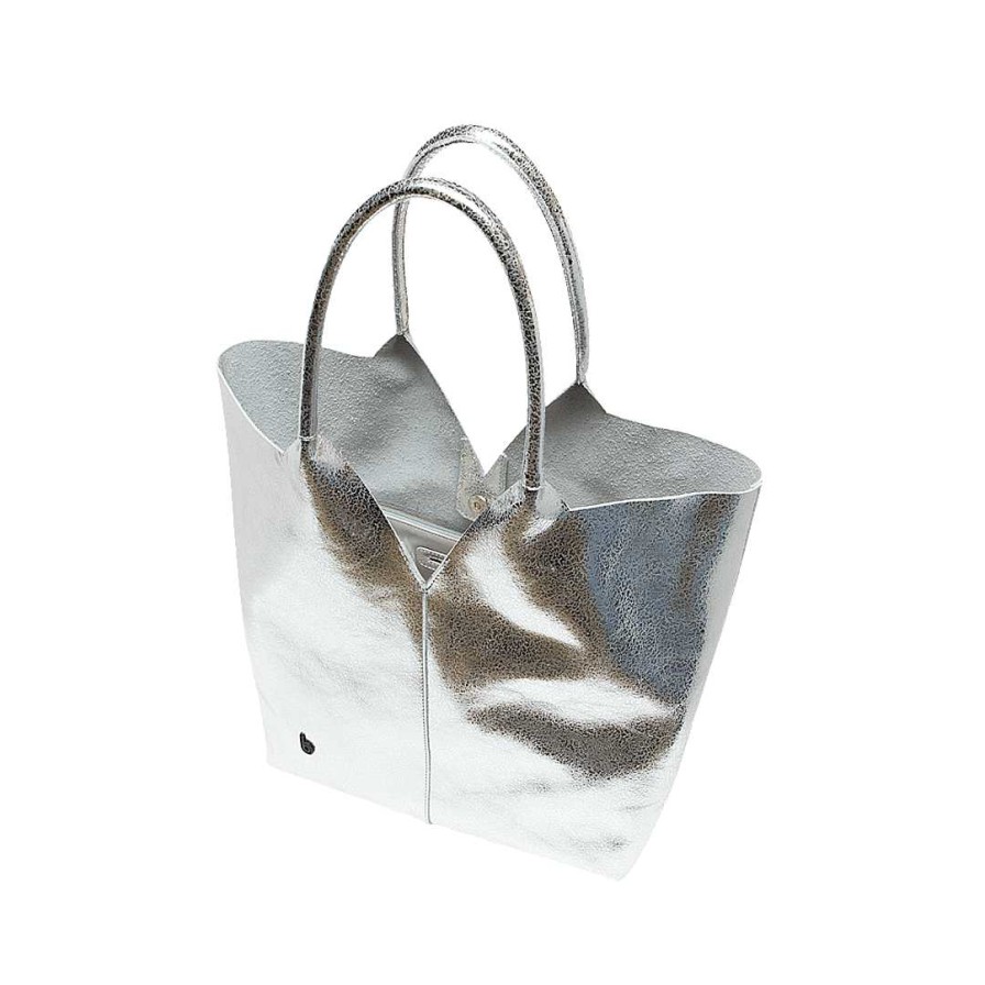 Bolsos Bon-Bonite | Cartera En Cuero Color Gris Plata