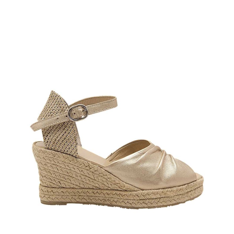 Zapatos Bon-Bonite | Espadrila En Cuero Color Oro