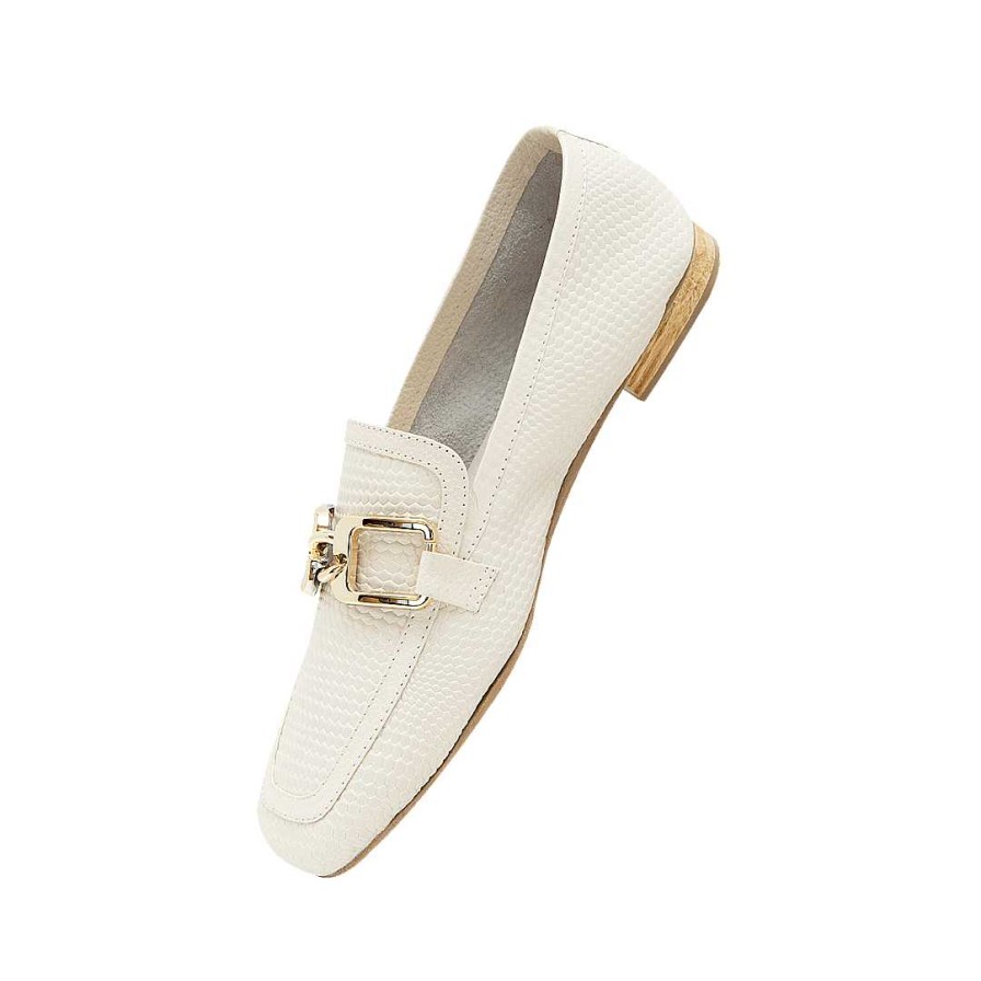 Zapatos Bon-Bonite | Mocasin En Cuero Color Blanco Crema