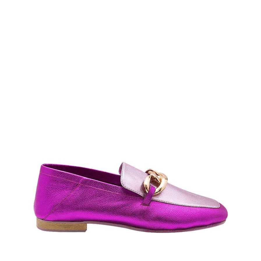 Zapatos Bon-Bonite | Mocasin En Cuero Color Frambuesa Por Lavanda