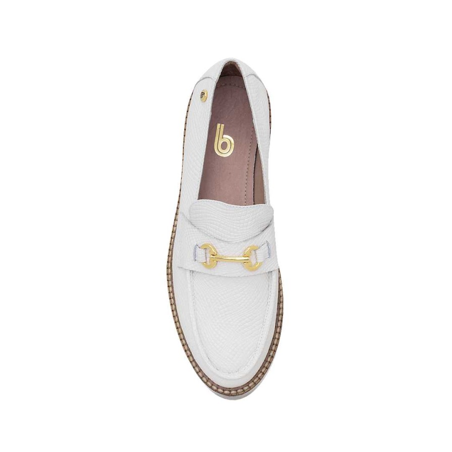 Zapatos Bon-Bonite | Mocasines Color Blanco Crema En Cuero